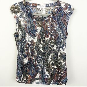 WAYF | Paisley Lace Top Short Sleeve Sheer Women’s Size Small